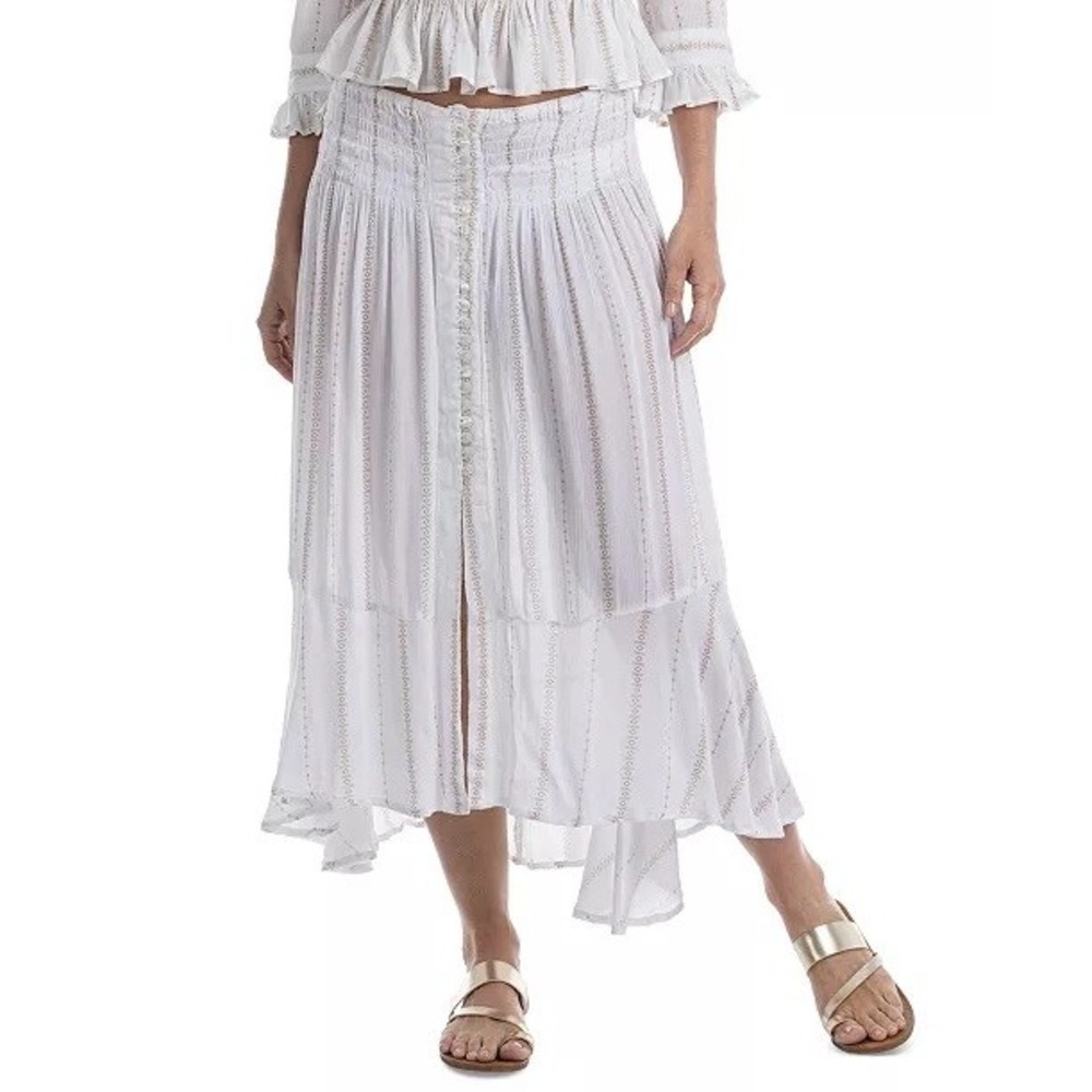 NWT Dotti Women's Button-Front Cotton Skirt Swim Cover-Up Large $58